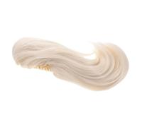 LOORGVEL White Ponytail Clip Human Hair Fake Body Wave Extension for Women Heat Resistant Hair Bun