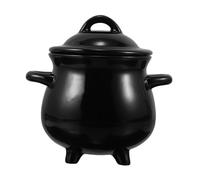 LOORGVEL Witch Cauldron Ceramic Mug with Lid Black Halloween Coffee Cup and Candy Holder Bowl Easy Clean Potion Soup Mug for Party Decoration and Celebration