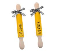 LOORGVEL Wood Mini Rolling Pins for Dough and Pastry Baking, Natural Wood Hand Rollers, 2pcs Farmhouse Kitchen Tray Decor for Holiday and Tiered Tray Decorations