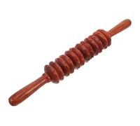 LOORGVEL Wooden Massage Roller with Six Spiked Wheels for Back, Legs, and Belly - Handheld Body Massager Tool for Muscle Relief and Home Therapy