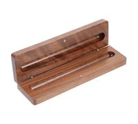 LOORGVEL Wooden Pen Presentation Case Single Pen Holder Walnut Finish Handcrafted Solid Wood Storage Box for Stationery Organization Desk Use