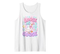 Loose As A Goose Funny Goose Silly Bird Design Pastel Stripe Tank Top