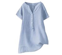 Loose Button-Down Blouse Tops, Stand-Up Collar, Fixed Sleeve Collar, Long Casual Women's Shirt, Women's Blouse, T Shirt, Women's Summer, a, 3XL