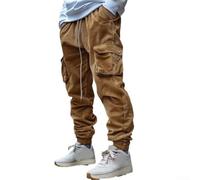 Loose Corduroy Trousers Men Multiple Pockets Solid | for Relaxed loose for fit, adjustable drawstring waist, comfortable for daily wear, solid color options