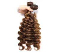 Loose Deep Wave Human Hair Bundles Ombre Brown Hair Highlight Human Hair Bundles Highlight Bundles 12inch 1pc