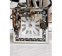 DEENZ Loose Diamante Desk Clock Elegant Luxury Diamond Crystal Mirror Crushed Jewel Roman Table Clock Nearly Silent For Home Office Living Room Bedroom Decoration-15X15cm silver