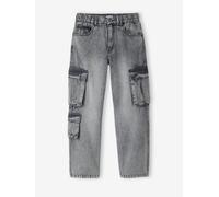 Loose fit denim battle trousers for boys denim grey