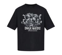 Loose Fit Monkey Business Print Cotton Jersey T-Shirt, male, Dsquared2, T-Shirts, Black, M, Tops M