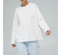 Loose Fit Solid Color Long Sleeve Top for Women Polyester Regular Length Casual Blouse Suitable for Daily Life Vacation Home and Year Round Use (M White)