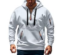 Loose Fit Sweatshirt Men Mens Zip Up Hoodie Embroidered Sweatshirt Kangaroo Pocket Hooded Top Fleece Drawstring Tracksuit Tops Cuff Work Sweatshirts Long Sleeve Pullovers 1/4 Zip Jumper