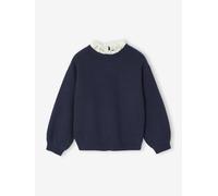 Loose-Fitting Jumper with Fancy Collar for Girls navy blue