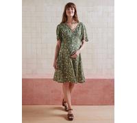 Loose-Fitting Short Maternity Dress With Print olive