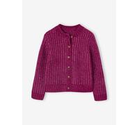 Loose-Fitting Soft Knit Cardigan for Girls purple clover