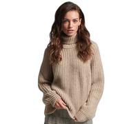Loose-fitting turtleneck sweater with stitching for women Superdry Beige L
