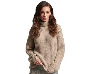 Loose-fitting turtleneck sweater with stitching for women Superdry Beige XS