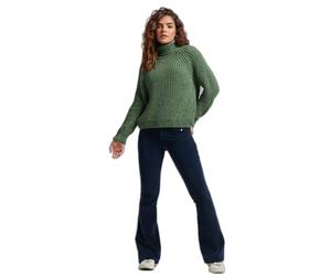 Loose-fitting turtleneck sweater with stitching for women Superdry Vert L
