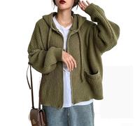 Loose for Fit Polyester Hooded Jacket for Women Solid Color Loose | Loose for fit design, solid color style, hooded zipper, medium elasticity, perfect for summer beach days(Army Green XXXL)