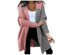 Loose Hooded Cardigans Jacket for Ladies UK Long Thick Warm Cardigan Open Front Knitted Cardigan Sweater Winter Casual Oversized Knit Chunky Cardigan Loose Sweater Coat Outwear for Autumn Winter (L)