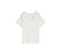 Loose Knit V-Neck T-Shirt for Women Tom Tailor Blanc XS
