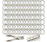 Loose Leaf Binder Rings,100 Pack Round Binding Rings Keychain Metal Book Rings with Single Hole Puncher Index Card Rings, for Notebook Scrapbook Album Craft DIY