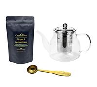 Loose Leaf Gift Set, Heat Resistant Teapot, Tea Measuring Spoon, 100g Loose Leaf Tea, Camellios (Ginger and Lemongrass)