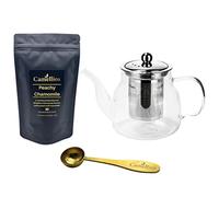 Loose Leaf Gift Set, Heat Resistant Teapot, Tea Measuring Spoon, 100g Loose Leaf Tea, Camellios (Peachy Chamomile)