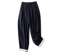 Loose Linen Trousers Yoga Pants for Women Black Trousers Women Beach Sale Summer Loose Casual Tight Waist Cotton Nine Point Trousers Harlan Pants