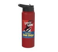Loose Lips Might Sink Ships WW2 Vintage Stainless Steel Insulated Water Bottle