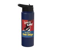 Loose Lips Might Sink Ships WW2 Vintage Stainless Steel Insulated Water Bottle