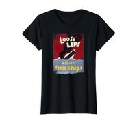 Loose Lips Might Sink Ships WWII Poster Value Graphic T-Shirt, Women, Black, S