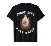 Loose Lips Sink Ships Ocean Strom Ship In A Bottle T-Shirt