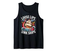 Loose Lips Sink Ships Pirate Octopus Vintage Graphic Tank Top