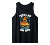 Loose Lips Sink Ships Vintage Skull Pirate Men Women Tank Top