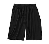 Loose Men's Pyjama Shorts for Men Lightweight Comfortable Pyjama Bottoms Sleep Pyjama Bottoms Plain Ultra Soft Nightwear Trousers with Pockets Elastic Waist with Drawstring Wide Shorts, black, 7XL