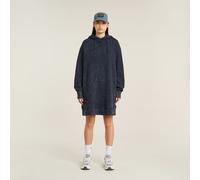 Loose Overdyed Hooded Sweater Dress - Dark blue - Women S