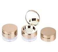 Loose powder container Pack of 3 6g Portable Powder Box Empty Loose Powder Container With Sieve and Mirror Silver and Gold(Gold)