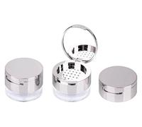 Loose powder container Pack of 3 6g Portable Powder Box Empty Loose Powder Container With Sieve and Mirror Silver and Gold(Silver)