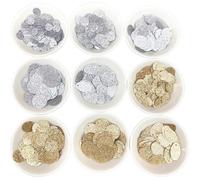 Loose Sequins 10g 10-20mm Flat Round Oval PVC Glitter Loose Sequins Paillettes Sewing Wedding Craft Women for Crafts(Glitter Gold,12mm 120pcs)