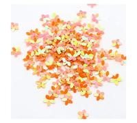 Loose Sequins 10mm 10g Five-Leaf Flower-Shaped PVC Bulk Mixed Sequined Star Glitter Sewing Clothing DIY Home Decoration for Crafts(AB Orange)