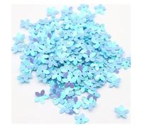 Loose Sequins 10mm 10g Five-Leaf Flower-Shaped PVC Bulk Mixed Sequined Star Glitter Sewing Clothing DIY Home Decoration for Crafts(AB Blue)