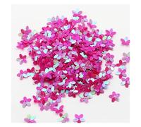 Loose Sequins 10mm 10g Five-Leaf Flower-Shaped PVC Bulk Mixed Sequined Star Glitter Sewing Clothing DIY Home Decoration for Crafts(AB Rose Red)