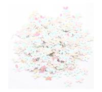 Loose Sequins 10mm 10g Five-Leaf Flower-Shaped PVC Bulk Mixed Sequined Star Glitter Sewing Clothing DIY Home Decoration for Crafts(AB White)