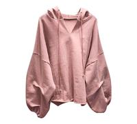 Loose Sleeve Sweatshirt, Batwing Sleeve V Neck Hoodie for Women, Plus Size, Casual, Oversized Top for Effortless Style Fleece Coat Plus Size, Red, XXL