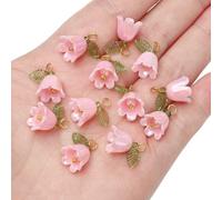 Loose Spacer Beads, 11x14.0mm Acrylic Colored Lily of The Valley Flower Bud Beads for DIY Jewelry Pack of 2(Style5,11x14.0mm 2pcs)