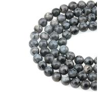 Loose Spacer Beads, Natural Larvikite Labradorite Round Loose Stone Beads Multicolor 4-10mm for Jewelry Making(Black Labradorite,6mm (About 63pcs))