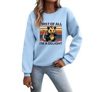 Loose Sweatshirts for Women Ladies Xmas T Shirts Ladies Polo Neck Jumpers Women's Gilets Teddy Bear Jacket Cozy Hoodie Women's T-Shirts Faux Fur Coat Women （Sky Blue, XL