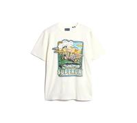 Loose t-shirt with a fluorescent pattern Superdry Travel Blanc M