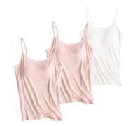 Loose Tops for Women UK Multipack Camisole Vest Tops Built in Bra 2 in 1 Padded Tees Yoga Sports Sleeveless Ladies Cami Shirts Gym Running Strappy Comfort Vests Sleeping Loungewear