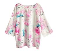 Loose Tops for Women UK Tops for Women V Neck Ladies Button Puff Sleeve T Shirts Summer Casual Tee Ladies Plus Size Tops UK Basic (Pink, XXL)