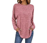 Loose Tops for Women UK Women's Autumn and Winter Round Neck Long Sleeved Stripe Loose Casual T Shirt Ladies Plus Size T Shirts Ladies T Shirts My Recent Orders Red